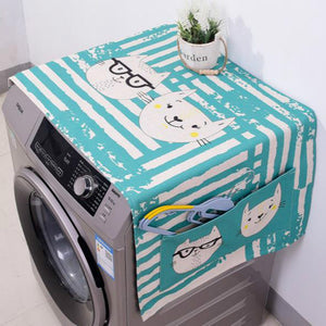 Washer Machine Linen Dust Cover and Storage with Kawaii Cartoon Cat - JUMBO EARS