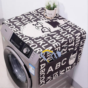 Washer Machine Linen Dust Cover and Storage with Kawaii Cartoon Cat - JUMBO EARS