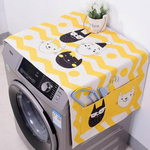 Washer Machine Linen Dust Cover and Storage with Kawaii Cartoon Cat - JUMBO EARS