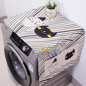 Washer Machine Linen Dust Cover and Storage with Kawaii Cartoon Cat - JUMBO EARS