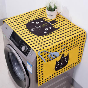 Washer Machine Linen Dust Cover and Storage with Kawaii Cartoon Cat - JUMBO EARS