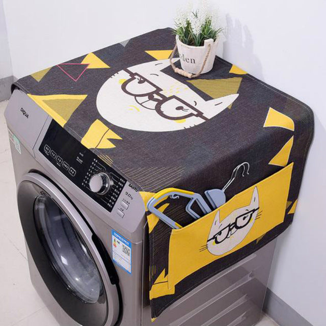 Washer Machine Linen Dust Cover and Storage with Kawaii Cartoon Cat - JUMBO EARS