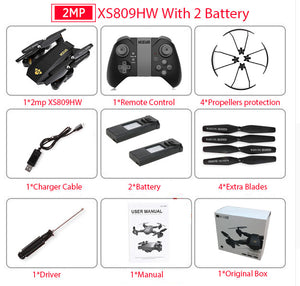 Visuo Foldable Video Drone with WiFi FPV 0.3MP or 2MP Camera - JUMBO EARS