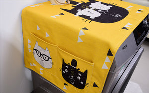 Washer Machine Linen Dust Cover and Storage with Kawaii Cartoon Cat - JUMBO EARS