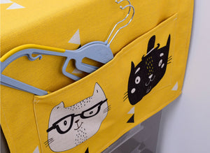 Washer Machine Linen Dust Cover and Storage with Kawaii Cartoon Cat - JUMBO EARS