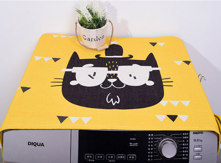 Washer Machine Linen Dust Cover and Storage with Kawaii Cartoon Cat - JUMBO EARS