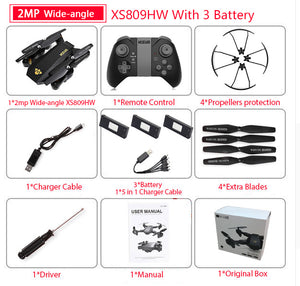 Visuo Foldable Video Drone with WiFi FPV 0.3MP or 2MP Camera - JUMBO EARS