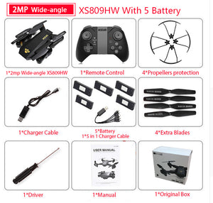 Visuo Foldable Video Drone with WiFi FPV 0.3MP or 2MP Camera - JUMBO EARS