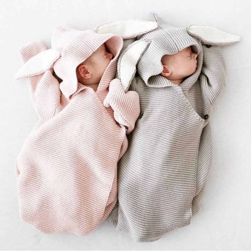 Autumn New Romper Bunny Ears Knitted Baby Sleeping Bag - JUMBO EARS